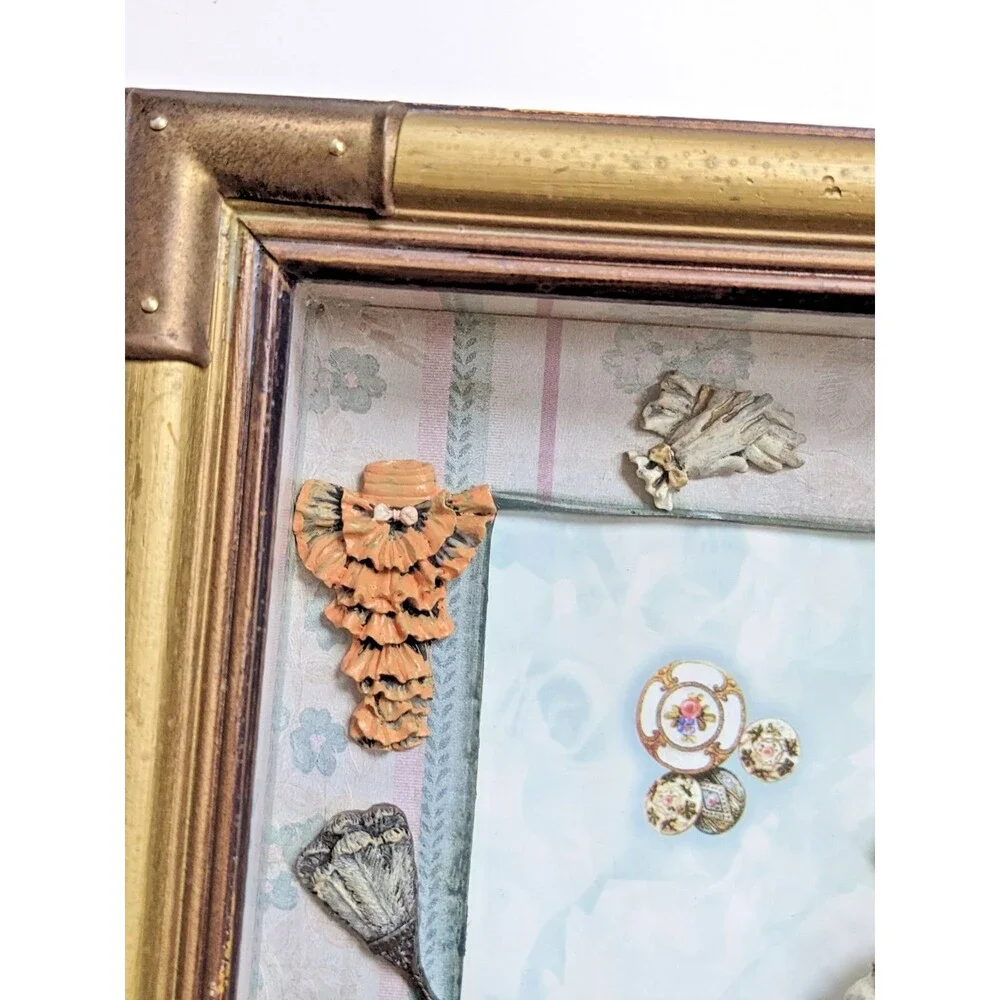 Vintage‎ Seymour Mann Anthropomorphic Cat Victorian Lady Shadow Box Photo Frame